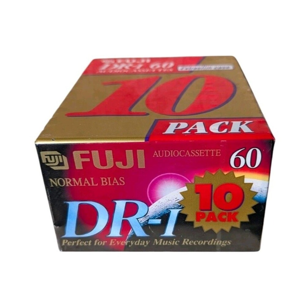 Audio Cassette Blank FUJI DR-I  60 Minute  Tapes 10 Pack Type I Extraslim Case